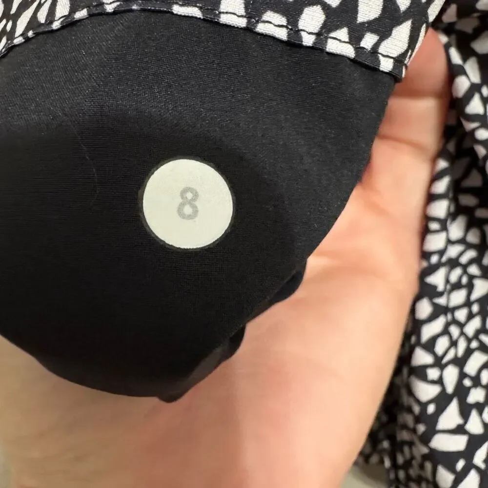 Lululemon black and white printed ribbon tie shirt size 8